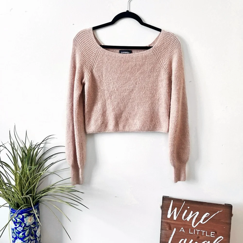 Express Balloon Sleeve Cropped Sweater - Picture 2 of 8